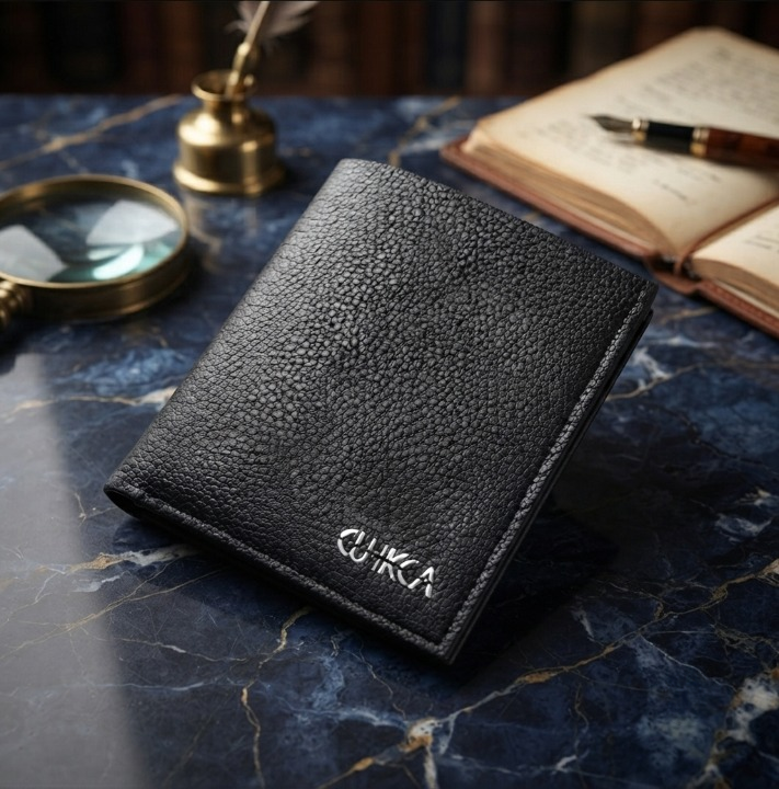 Premium Black Textured Leather Bifold Wallet for Men | Stylish & Durable