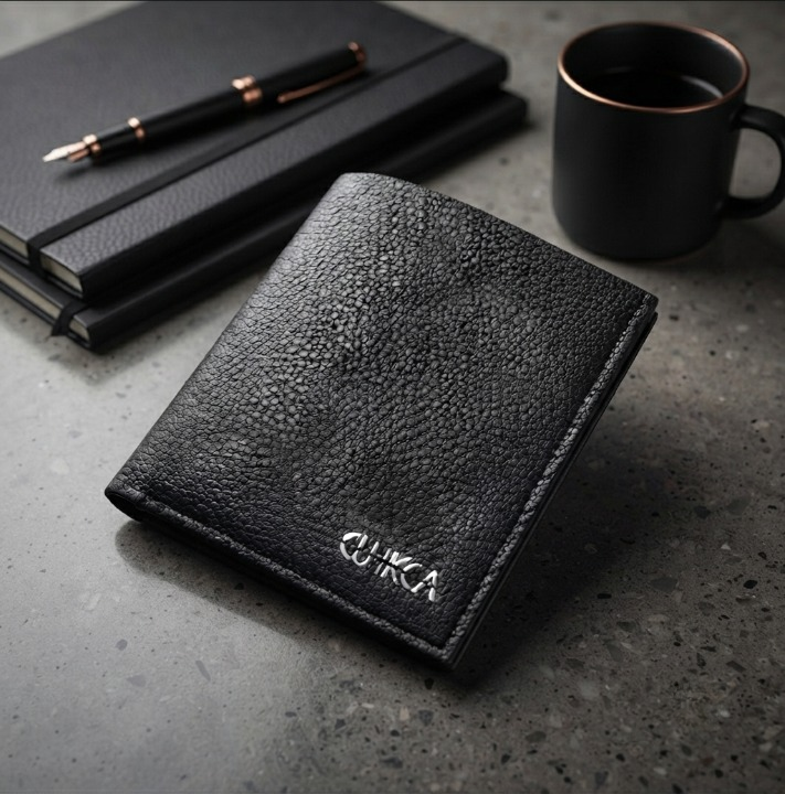 Premium Black Textured Leather Bifold Wallet for Men | Stylish & Durable