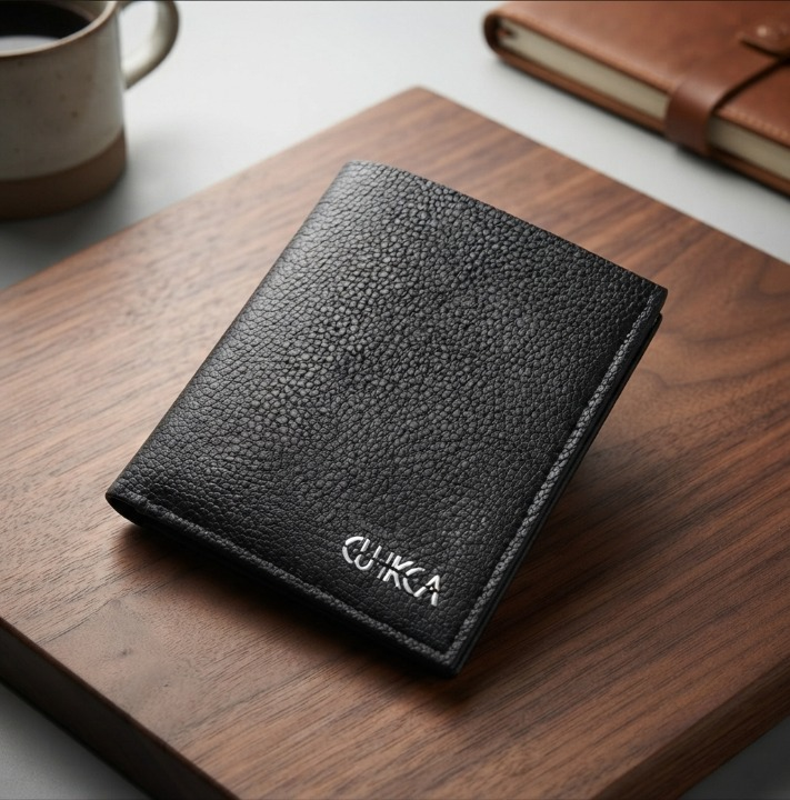 Premium Black Textured Leather Bifold Wallet for Men | Stylish & Durable